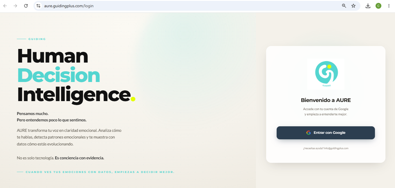 Pantalla de login de AURE